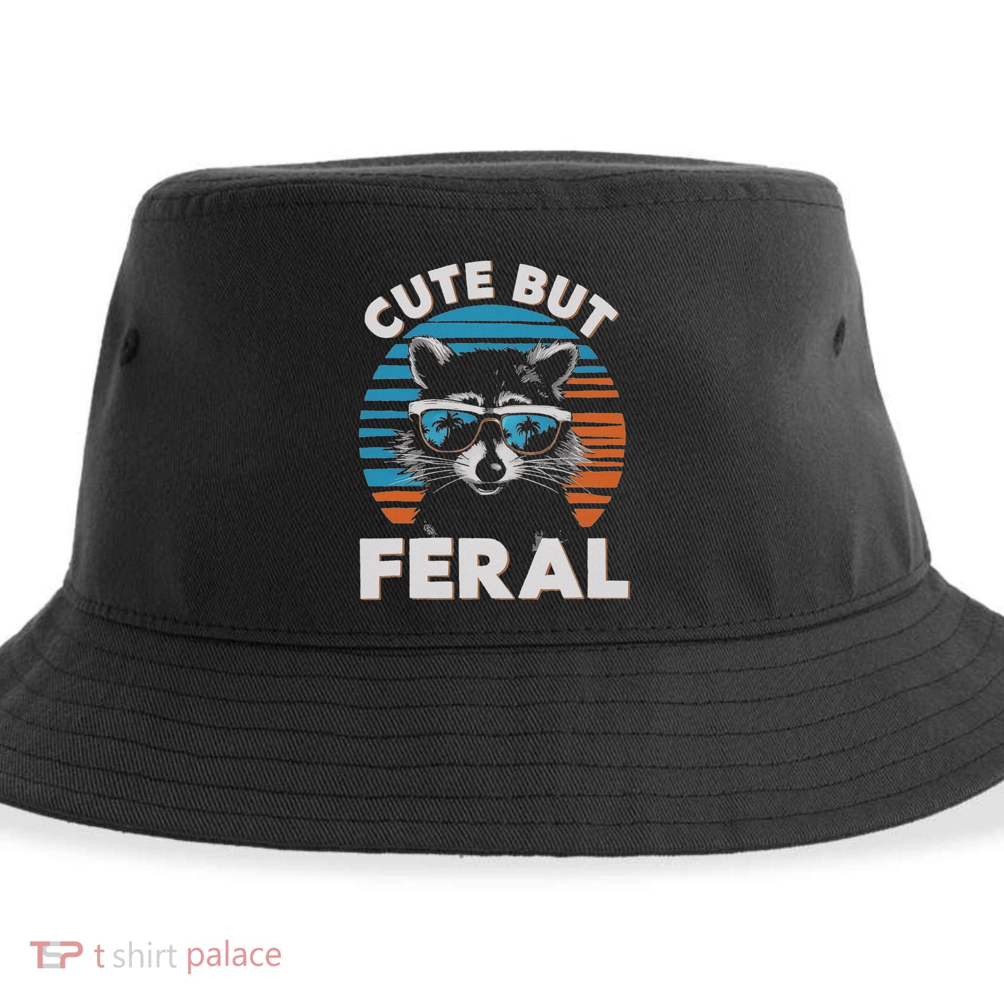 Cute But Feral Raccoon In Sunglasses Sustainable Bucket Hat