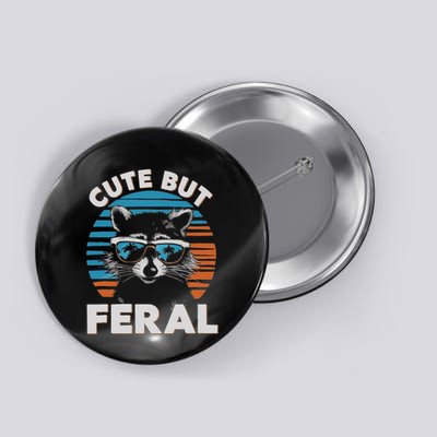 Cute But Feral Raccoon In Sunglasses Button