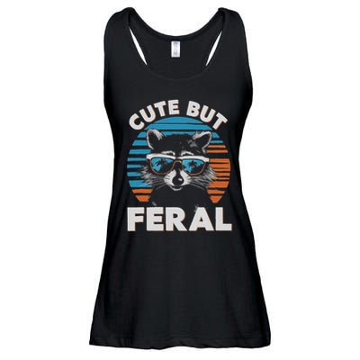 Cute But Feral Raccoon In Sunglasses Ladies Essential Flowy Tank