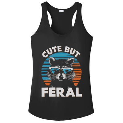 Cute But Feral Raccoon In Sunglasses Ladies PosiCharge Competitor Racerback Tank