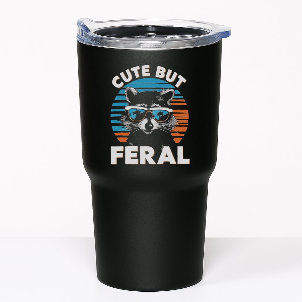 Cute But Feral Raccoon In Sunglasses Tumbler