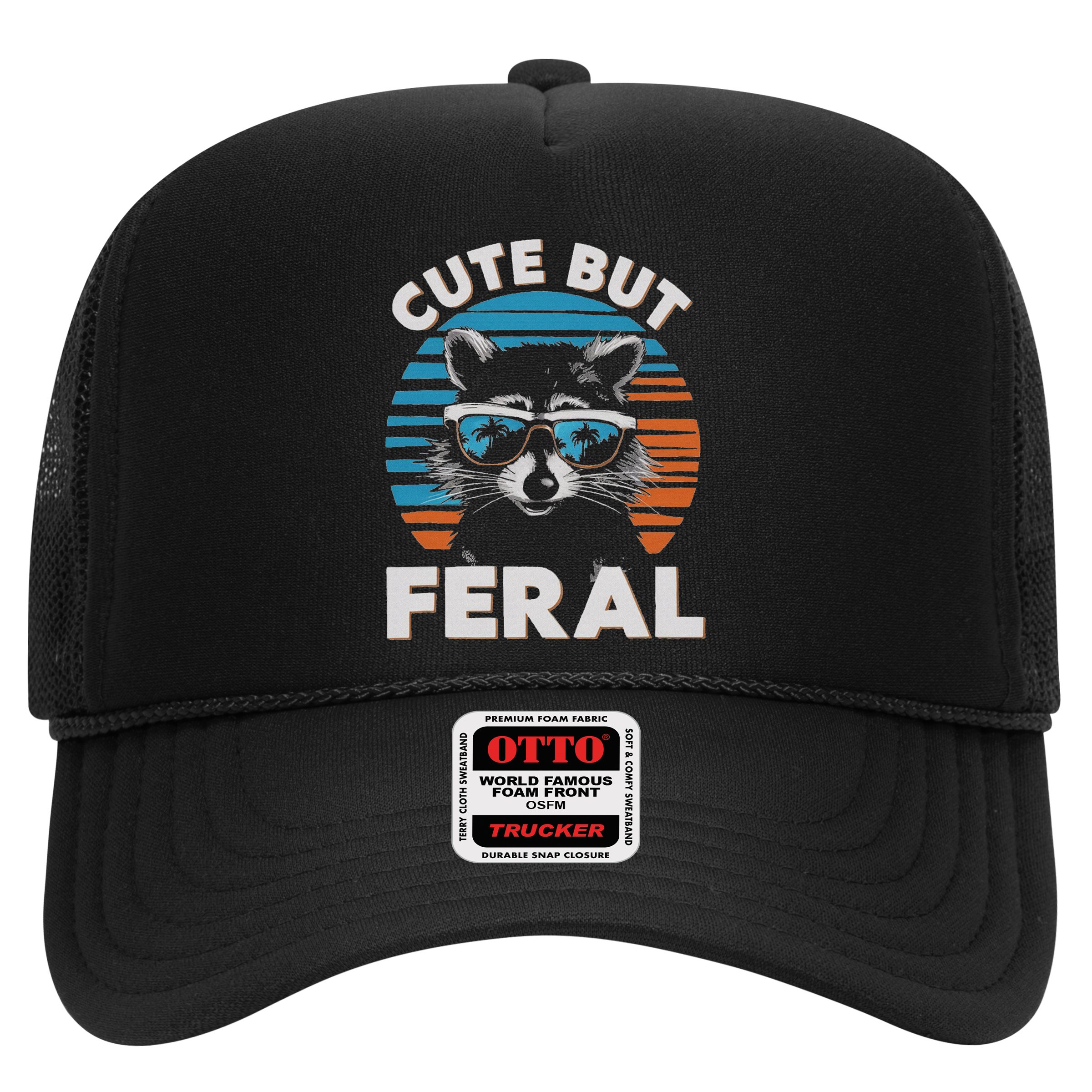Cute But Feral Raccoon In Sunglasses Hat