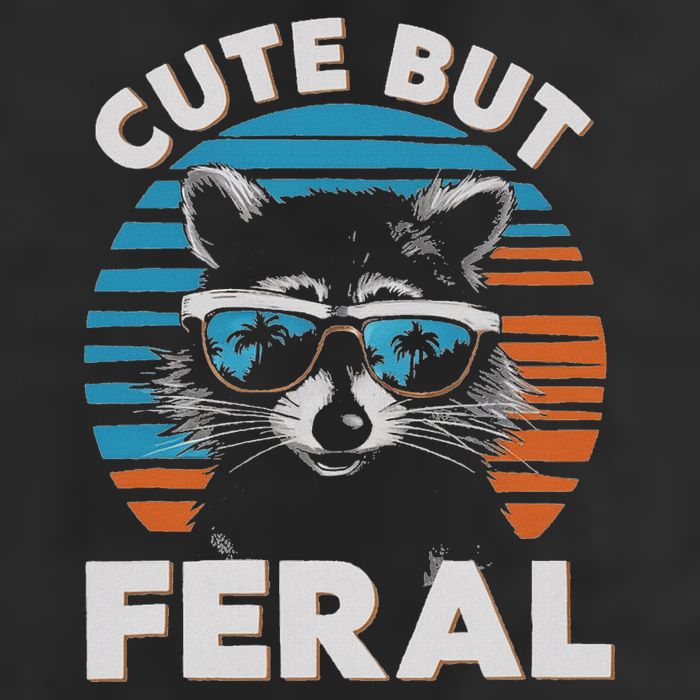 Cute But Feral Raccoon In Sunglasses Hat