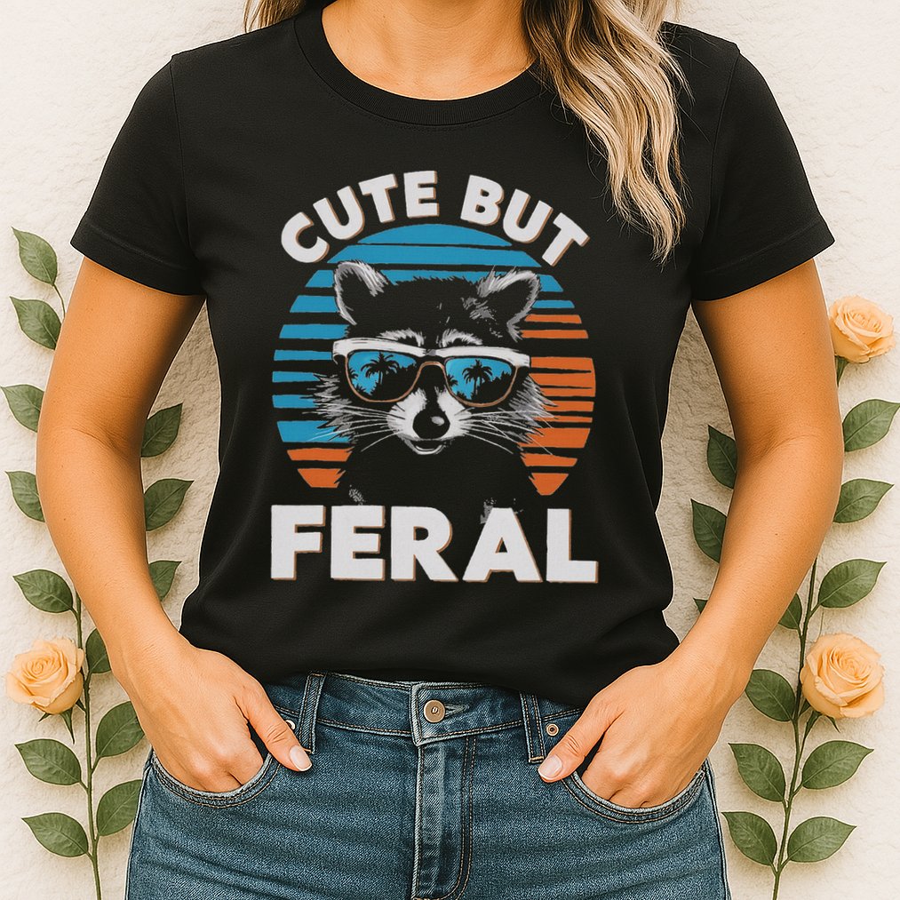 Cute But Feral Raccoon In Sunglasses Womens T-Shirt