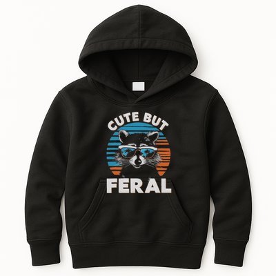 Cute But Feral Raccoon In Sunglasses Kids Hoodie