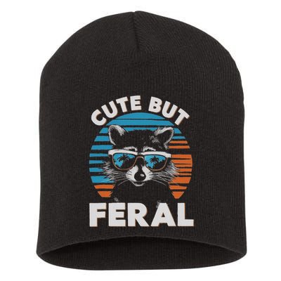 Cute But Feral Raccoon In Sunglasses Short Acrylic Beanie
