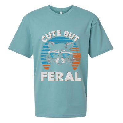 Cute But Feral Raccoon In Sunglasses Sueded Cloud Jersey T-Shirt