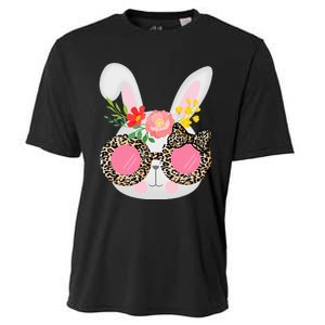 Cute Bunny Face Leopard Glasses Easter Cooling Performance Crew T-Shirt