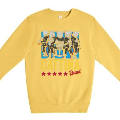 Cattina Band Funny Music Cats Premium Crewneck Sweatshirt