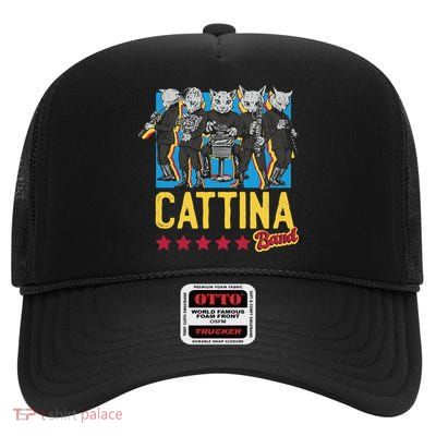 Cattina Band Funny Music Cats High Crown Mesh Back Trucker Hat