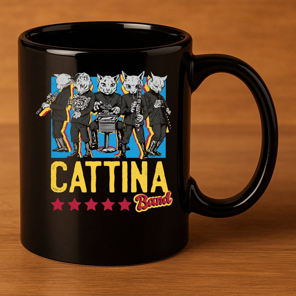 Cattina Band Funny Music Cats 11oz C Handle Ceramic Mug