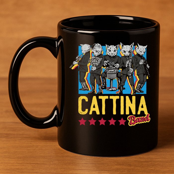 Cattina Band Funny Music Cats 11oz C Handle Ceramic Mug