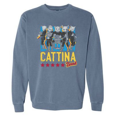 Cattina Band Funny Music Cats Garment-Dyed Sweatshirt