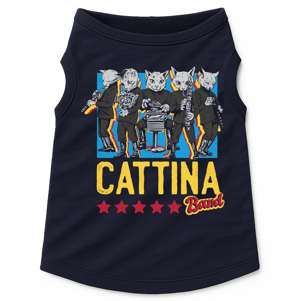 Cattina Band Funny Music Cats Doggie Tank
