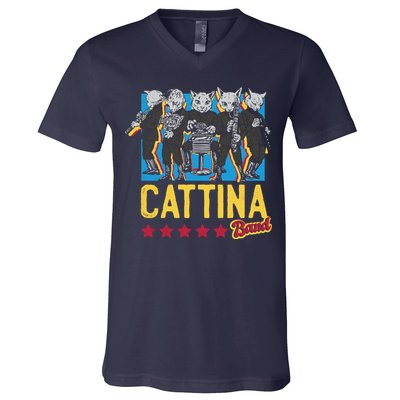 Cattina Band Funny Music Cats V-Neck T-Shirt