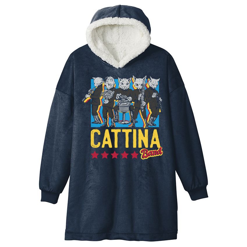 Cattina Band Funny Music Cats Hooded Wearable Blanket
