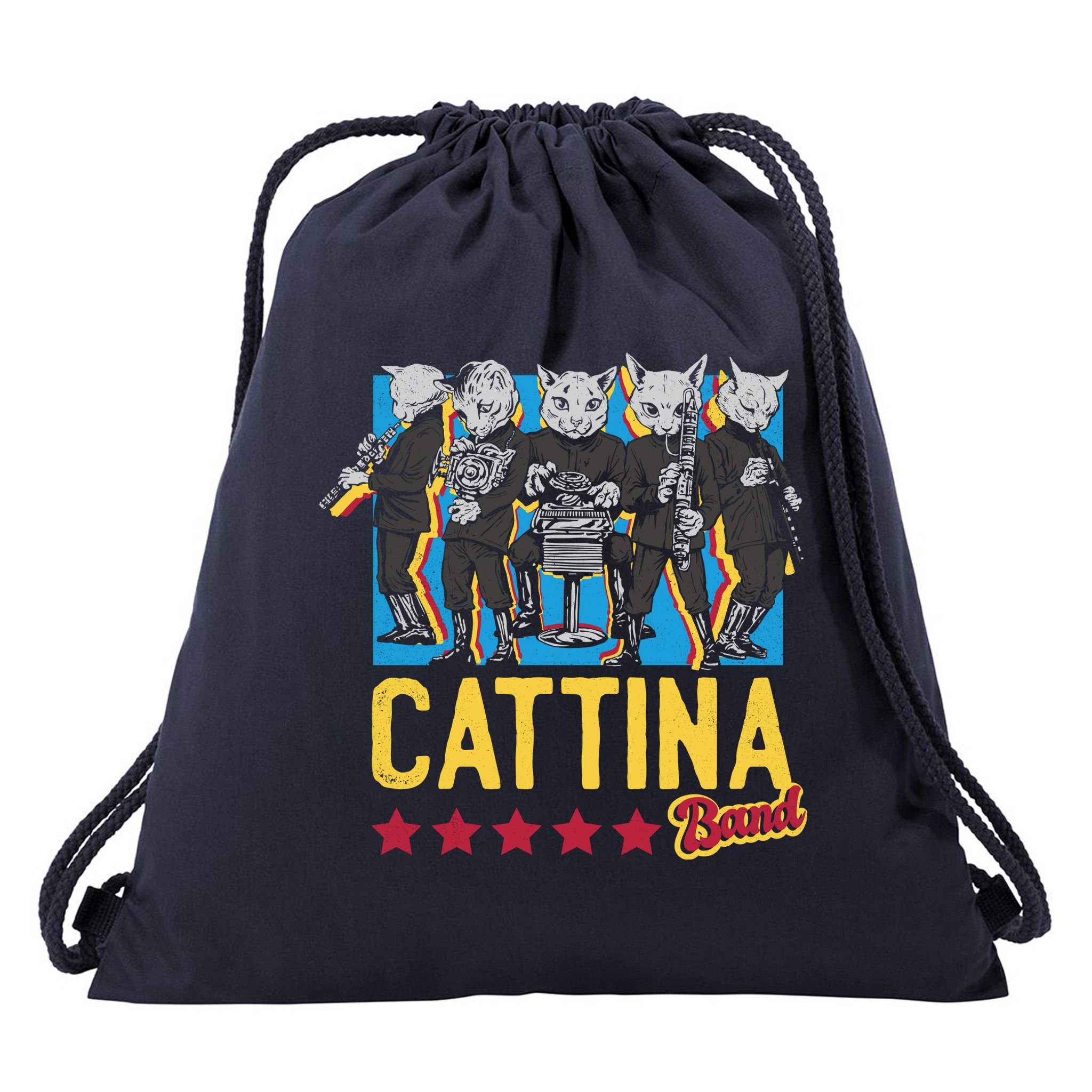 Cattina Band Funny Music Cats Drawstring Bag