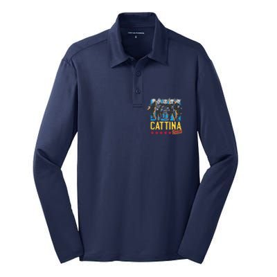 Cattina Band Funny Music Cats Silk Touch Performance Long Sleeve Polo