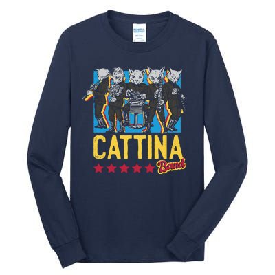 Cattina Band Funny Music Cats Tall Long Sleeve T-Shirt