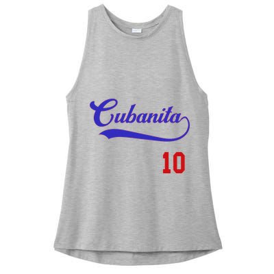 Cubanita Baseball Flag Souvenir Cubana Cuba Women Girl Ladies PosiCharge Tri-Blend Wicking Tank