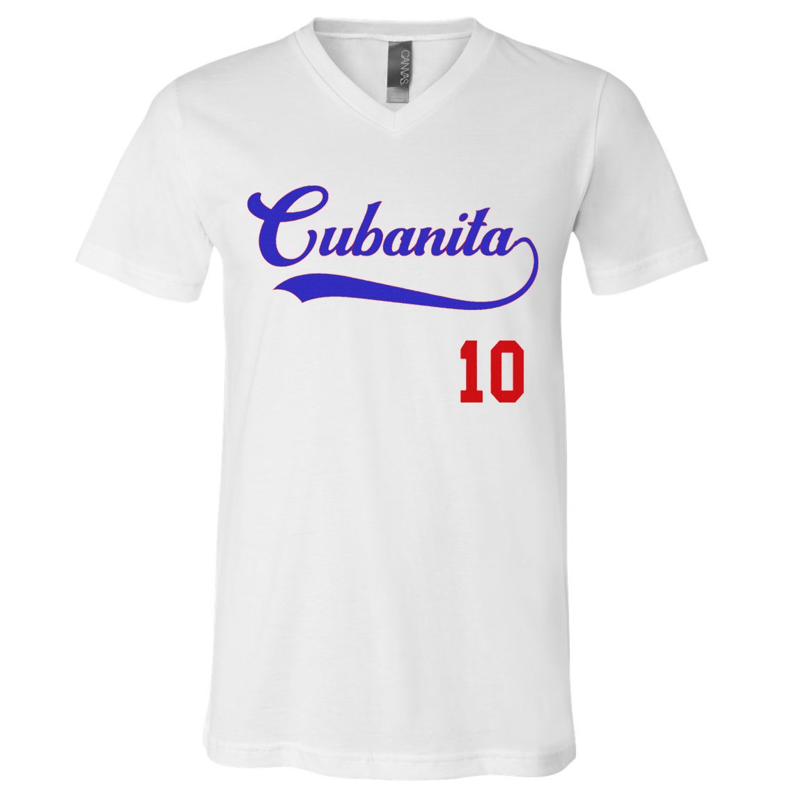 Cubanita Baseball Flag Souvenir Cubana Cuba Women Girl V-Neck T-Shirt