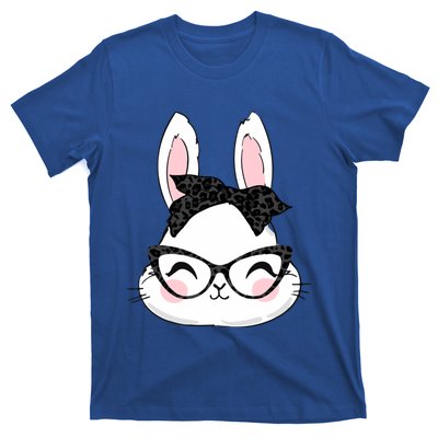 Cute Bunny Face Black Leopard Print Glasses Easter Day Cute Gift T-Shirt