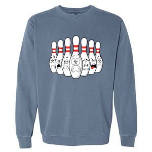 Cartoon Bowling Funny Scared Bowling Pins Garment-Dyed Sweatshirt