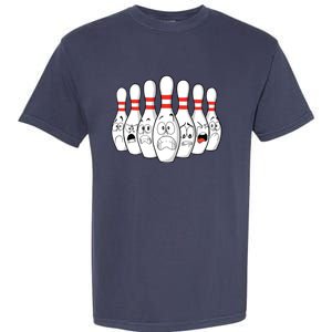 Cartoon Bowling Funny Scared Bowling Pins Garment-Dyed Heavyweight T-Shirt