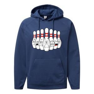 Cartoon Bowling Funny Scared Bowling Pins Performance Fleece Hoodie