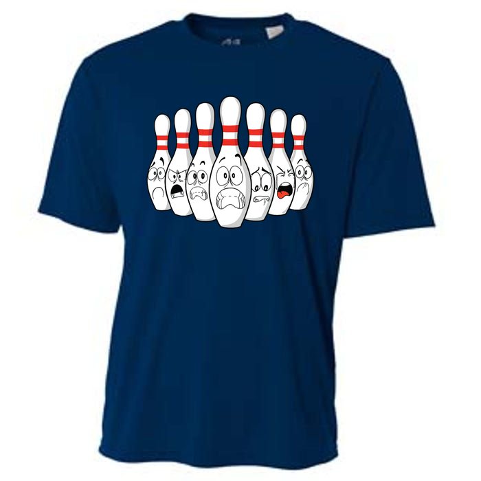 Cartoon Bowling Funny Scared Bowling Pins Cooling Performance Crew T-Shirt