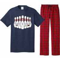 Cartoon Bowling Funny Scared Bowling Pins Pajama Set