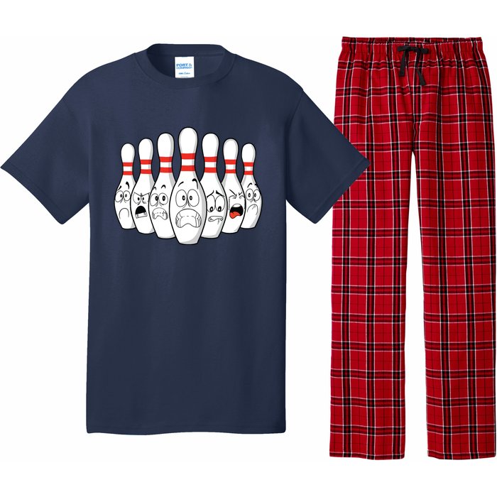 Cartoon Bowling Funny Scared Bowling Pins Pajama Set