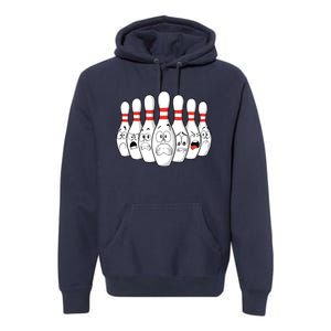 Cartoon Bowling Funny Scared Bowling Pins Premium Hoodie