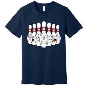 Cartoon Bowling Funny Scared Bowling Pins Premium T-Shirt