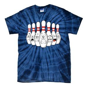 Cartoon Bowling Funny Scared Bowling Pins Tie-Dye T-Shirt