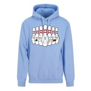 Cartoon Bowling Funny Scared Bowling Pins Unisex Surf Hoodie