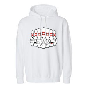 Cartoon Bowling Funny Scared Bowling Pins Garment-Dyed Fleece Hoodie