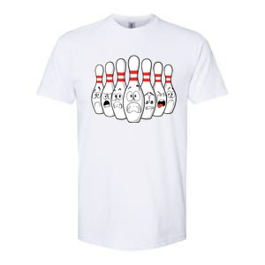 Cartoon Bowling Funny Scared Bowling Pins Softstyle CVC T-Shirt