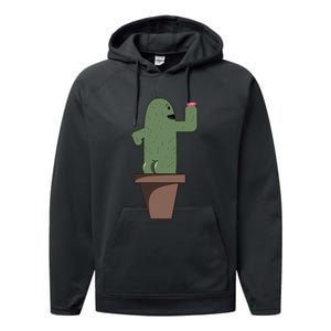 Cute Butt Funny Cartoon Cactus Design Garderner Garden Performance Fleece Hoodie