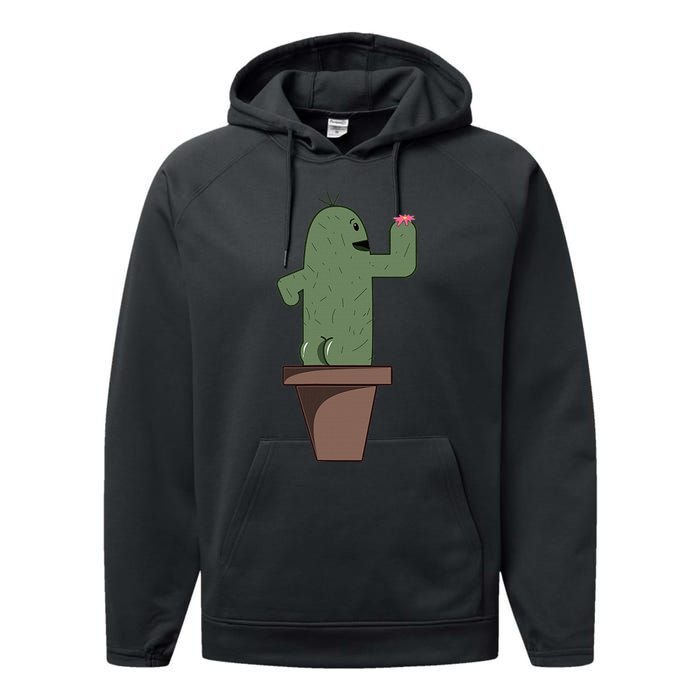 Cute Butt Funny Cartoon Cactus Design Garderner Garden Performance Fleece Hoodie