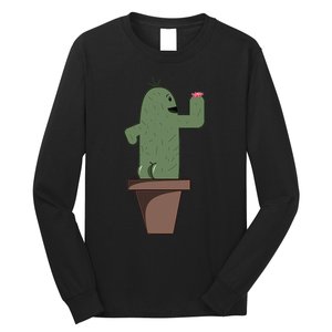 Cute Butt Funny Cartoon Cactus Design Garderner Garden Long Sleeve Shirt