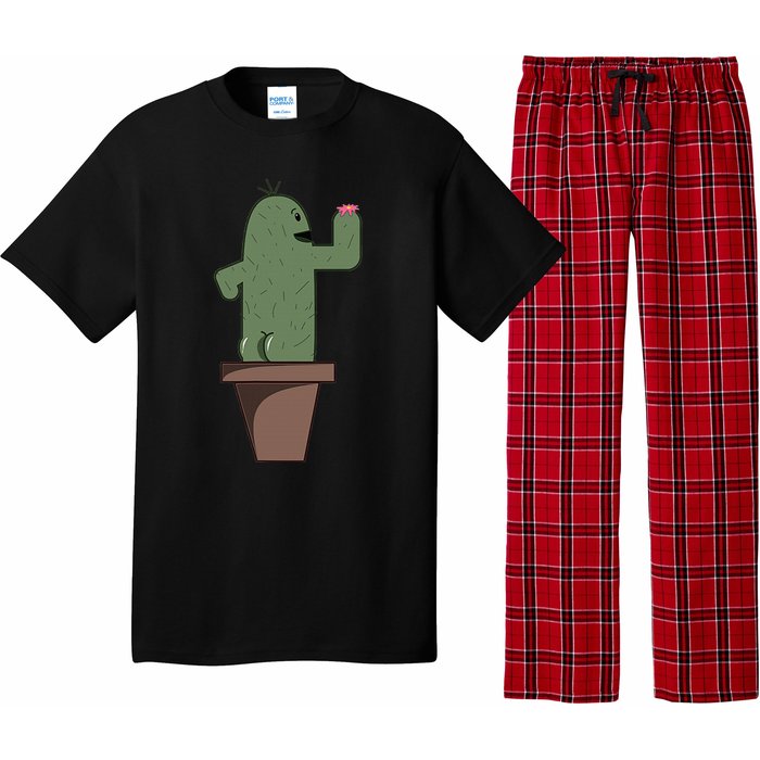 Cute Butt Funny Cartoon Cactus Design Garderner Garden Pajama Set