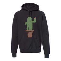 Cute Butt Funny Cartoon Cactus Design Garderner Garden Premium Hoodie