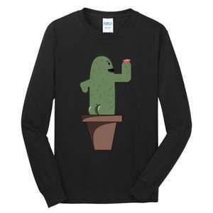 Cute Butt Funny Cartoon Cactus Design Garderner Garden Tall Long Sleeve T-Shirt