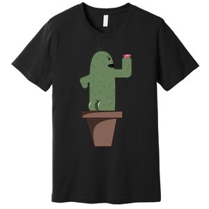 Cute Butt Funny Cartoon Cactus Design Garderner Garden Premium T-Shirt