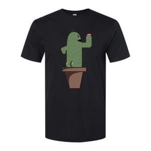 Cute Butt Funny Cartoon Cactus Design Garderner Garden Softstyle CVC T-Shirt