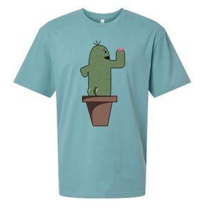 Cute Butt Funny Cartoon Cactus Design Garderner Garden Sueded Cloud Jersey T-Shirt