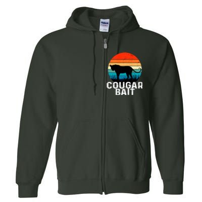 Cougar Bait Funny Dating Humor Sugar Momma Retro Animal Full Zip Hoodie