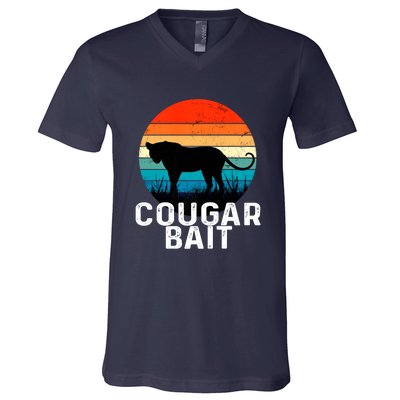 Cougar Bait Funny Dating Humor Sugar Momma Retro Animal V-Neck T-Shirt