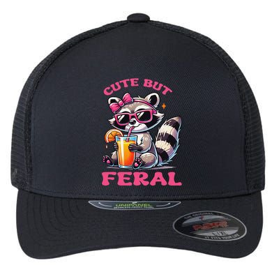Cute But Feral Raccoon Gift Flexfit Unipanel Trucker Cap